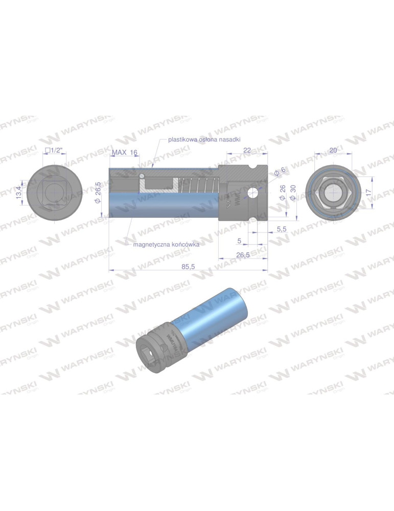 NASADKA UDAROWA 1/2" 17 DO FELG ALU Waryński
wmu164

Nasadka udarowa 1/2 ze stali CrMo 17mm z magnesem i osłoną do...
