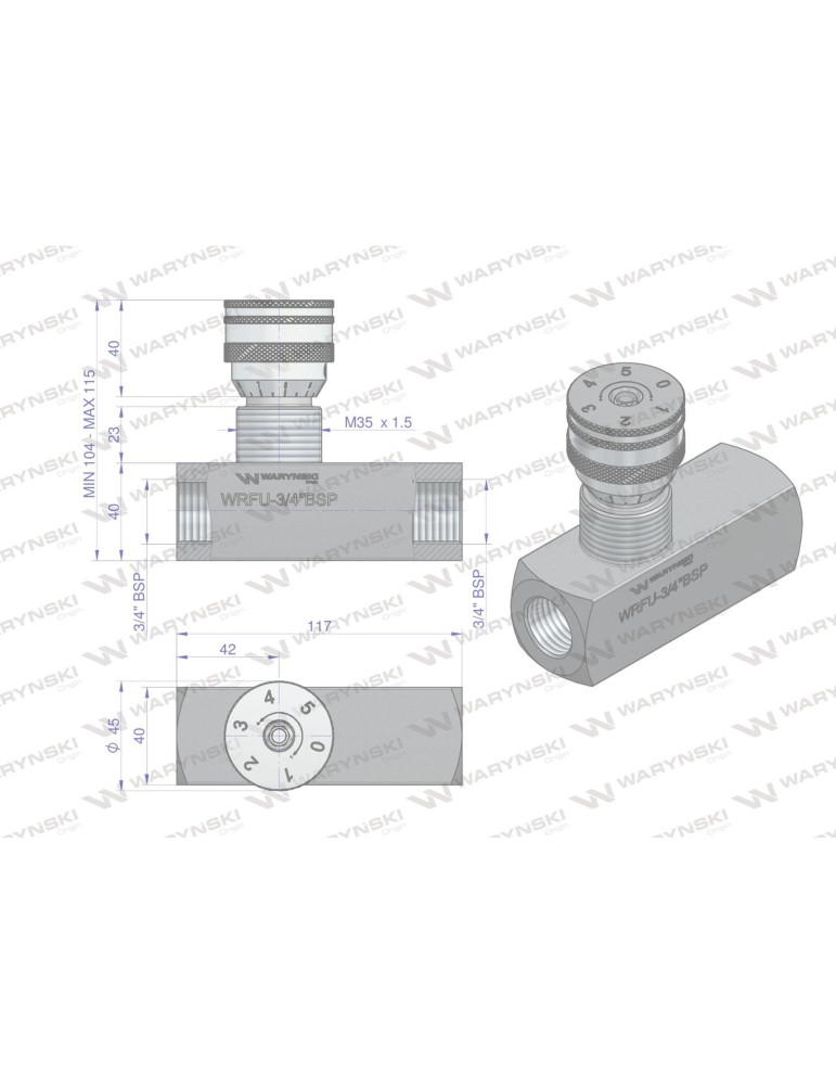ZAWÓR DŁAWIĄCO-ZWROTNY 3/4"
WRFU-3/4BSP
Dławienie działa tylko w jednym kierunku. W kierunku przeciwnym wbudowany z...