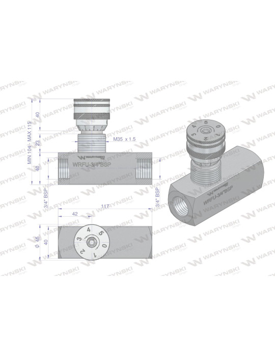 ZAWÓR DŁAWIĄCO-ZWROTNY 3/4"
WRFU-3/4BSP
Dławienie działa tylko w jednym kierunku. W kierunku przeciwnym wbudowany z...
