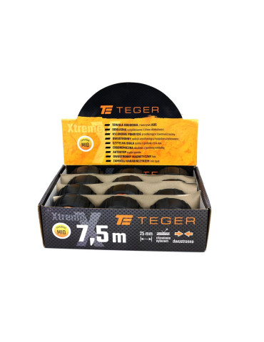 MIARA ZWIJANA 7,5M 25MM TEGER
T-AM-011
Miara stalowa dwustronna rozwijana 7.5m 25mm sprzedawana po 12 szt w kartoni... 2