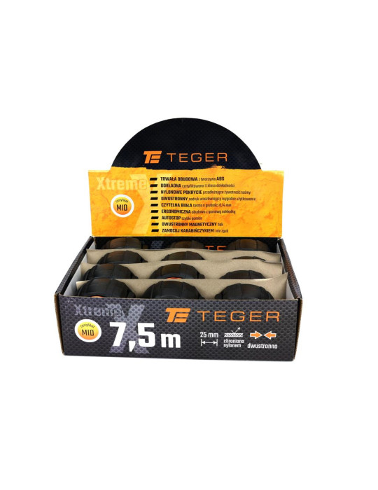 MIARA ZWIJANA 7,5M 25MM TEGER
T-AM-011
Miara stalowa dwustronna rozwijana 7.5m 25mm sprzedawana po 12 szt w kartoni...
