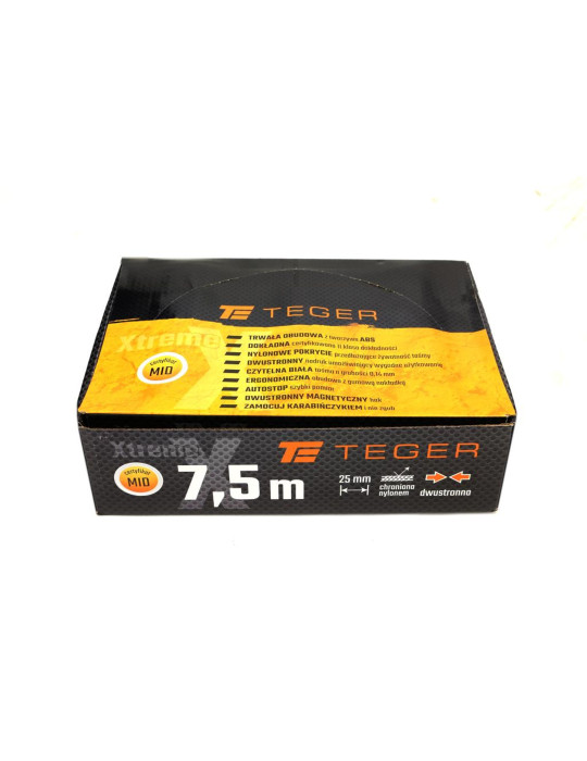 MIARA ZWIJANA 7,5M 25MM TEGER
T-AM-011
Miara stalowa dwustronna rozwijana 7.5m 25mm sprzedawana po 12 szt w kartoni...