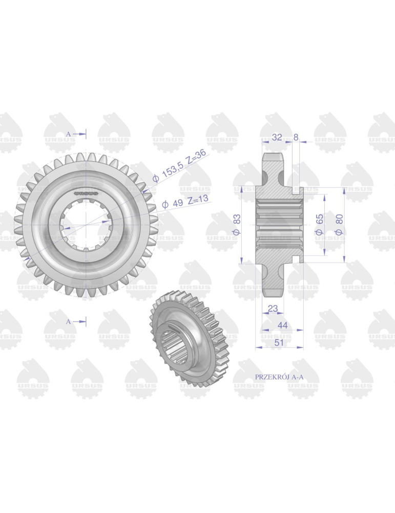 KOŁO 50419510U 
1+WST 
przesówne górny wałek URSUS