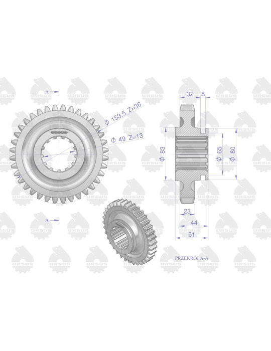 KOŁO 50419510U 
1+WST 
przesówne górny wałek URSUS