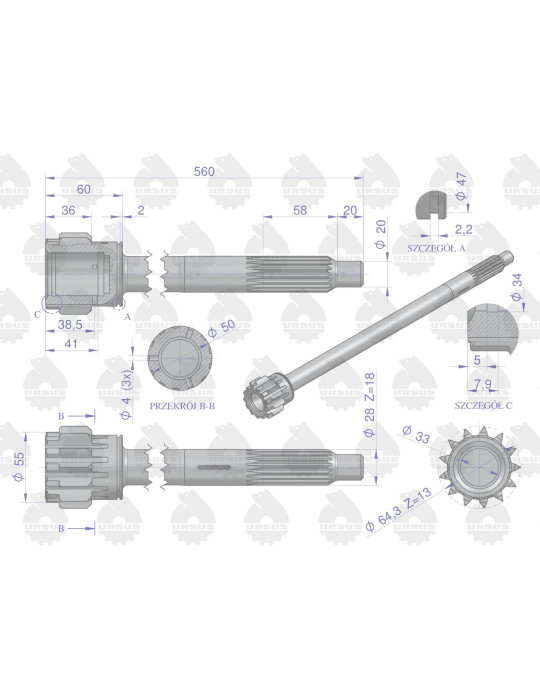 WAŁEK 50419010 SPRZĘGC-4011 URSUS
z  rowkiem st typ
