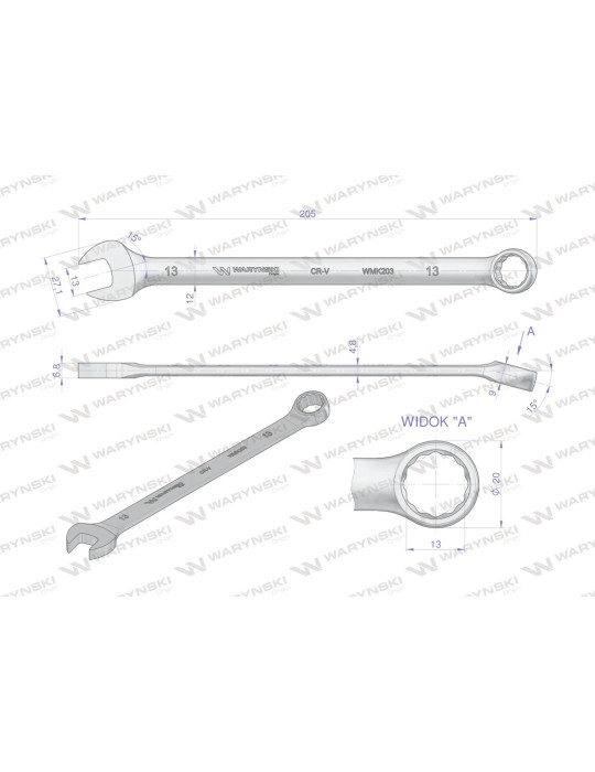 KLUCZ PŁASKO-OCZKOWY 13MM DŁUGI 205MM
WMK203
