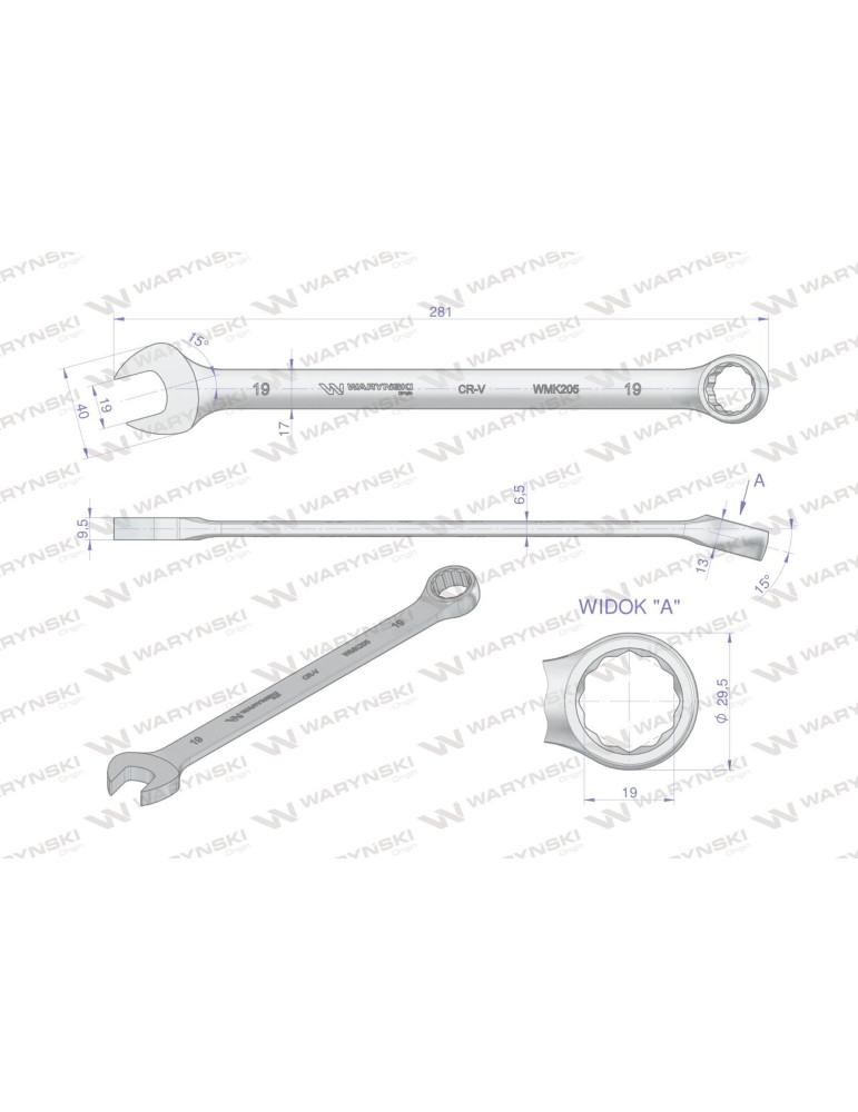 KLUCZ PŁASKO-OCZK. 19MM DŁUGI 281MM3
WMK205