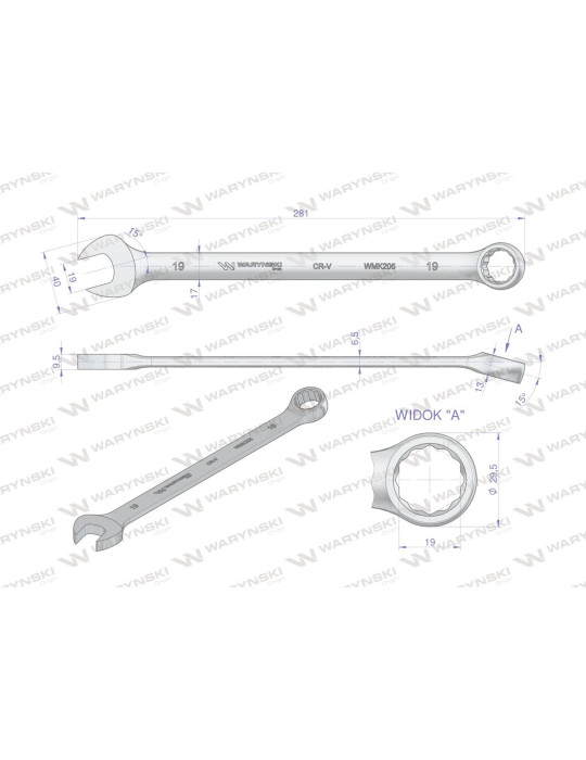 KLUCZ PŁASKO-OCZK. 19MM DŁUGI 281MM3
WMK205