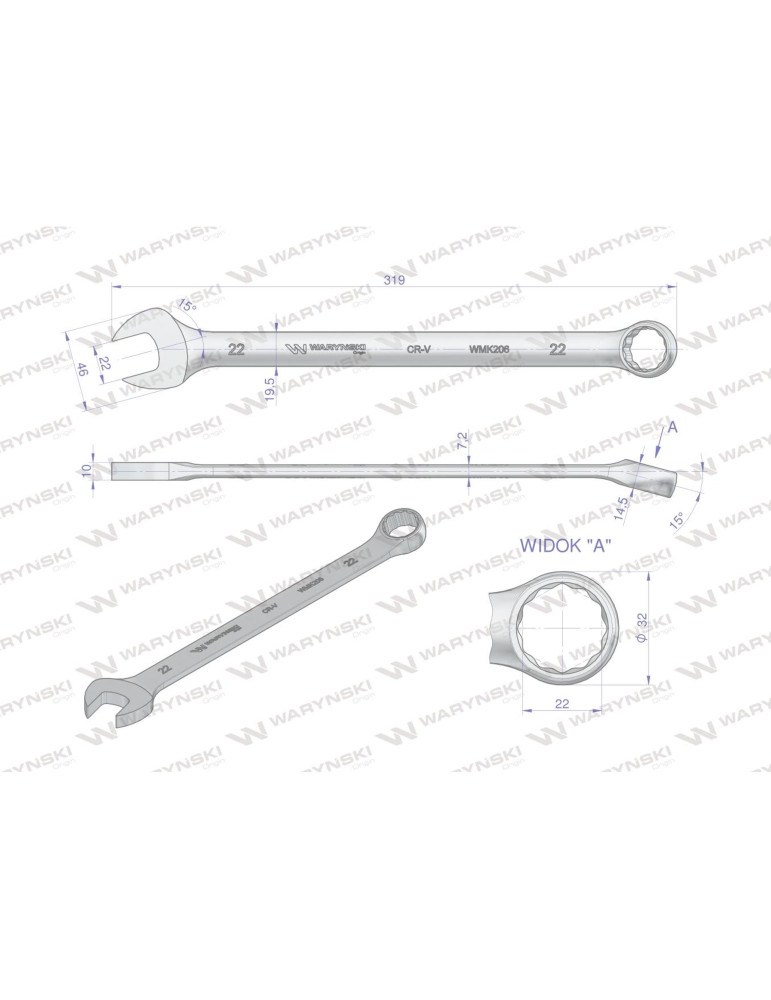 KLUCZ PŁASKO-OCZK. 22MM DŁUGI 319MM
WMK206