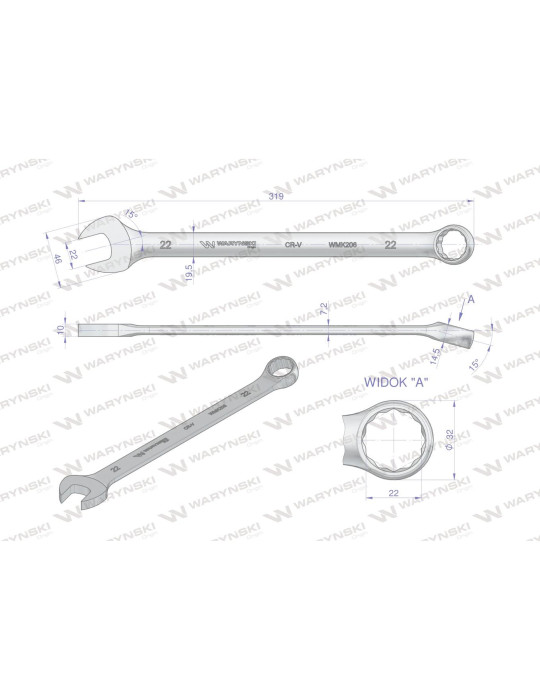 KLUCZ PŁASKO-OCZK. 22MM DŁUGI 319MM
WMK206