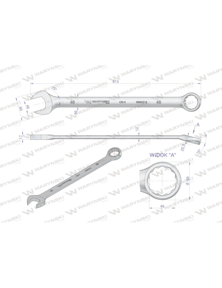 KLUCZ PŁASKO-OCZK. 46MM DŁUGI 613MM
WMK213