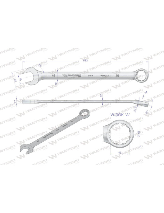 KLUCZ PŁASKO-OCZK. 46MM DŁUGI 613MM
WMK213