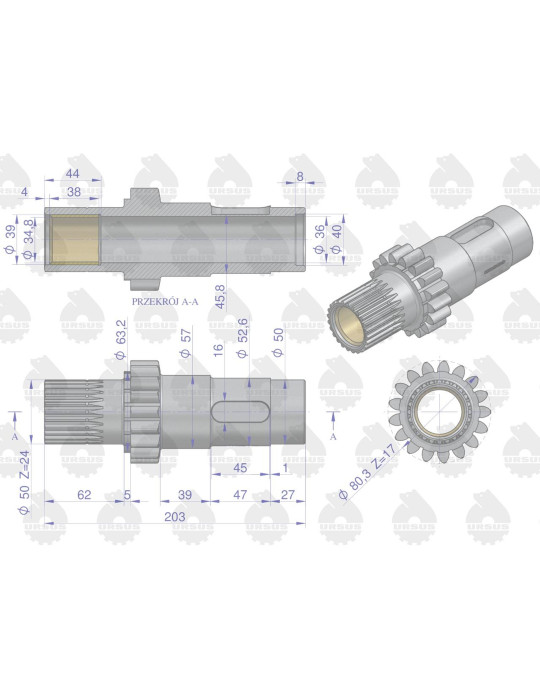 WAŁEK 46419450 U
 REDUKTORA URSUS