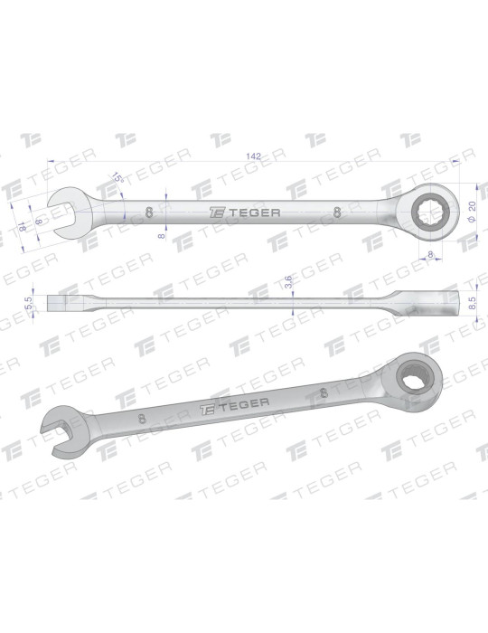 KLUCZ PŁASKO-OCZ 8 GRZECH TEGER
Klucz płasko-oczkowy z grzechotką 8 mm / TEGER
Indeks T-W-NWKPOG8
