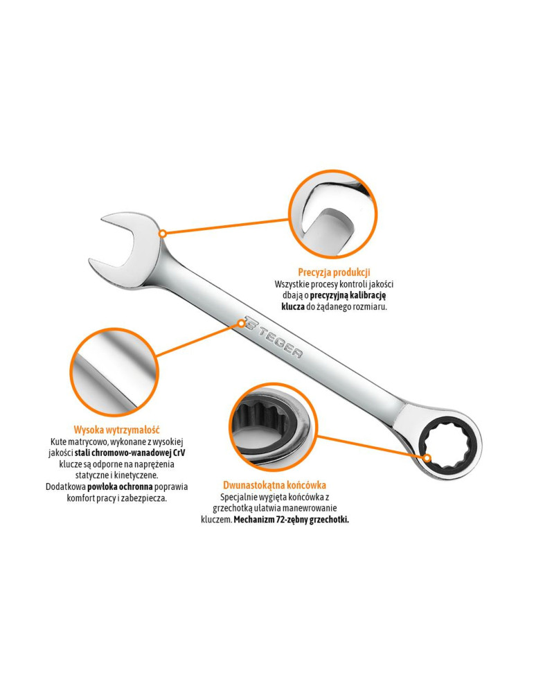 KLUCZ PŁASKO-OCZ 13 GRZECH TEGER
Klucz płasko-oczkowy z grzechotką 13mm / TEGER
Indeks T-W-NWKPOG13