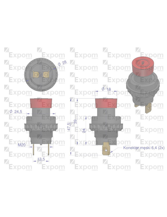 PRZYCISK SYGNAŁU EXPOM CZERWONY
50457861EX

50457861 SYGNAŁU PL
AR 111315