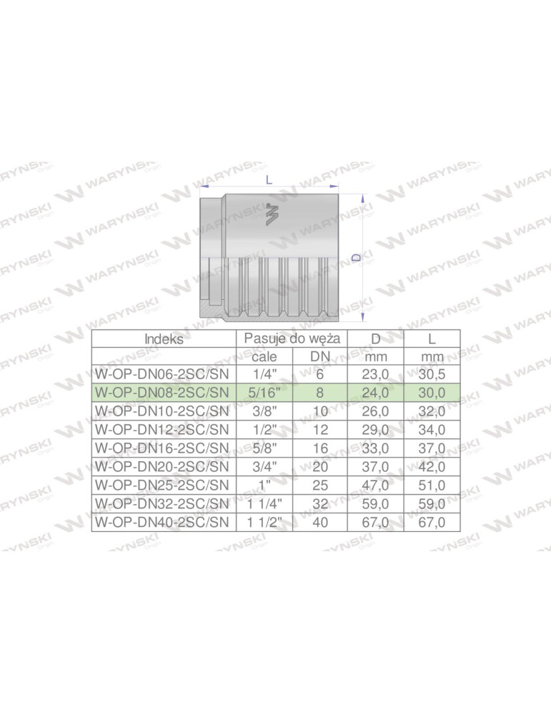 OPRAWKA 08 UP
W-OP-DN08-1/2SN

Tuleja (oprawka) uniwersalna do węży DN08 1SN/2SN PERFECT-SMOOTH Waryński ( sprzeda...