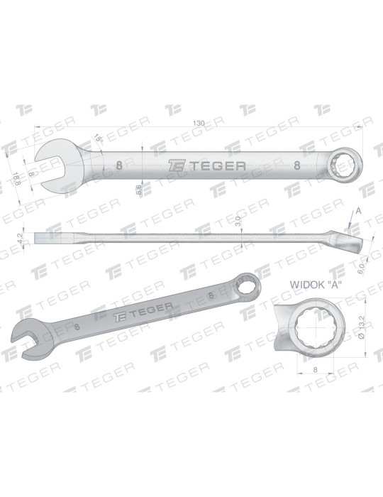 KLUCZ PŁASKO-OCZKOWY 8MM TEGER
Indeks T-W-NWKPO8
Klucz płasko-oczkowy 8 mm / TEGER
