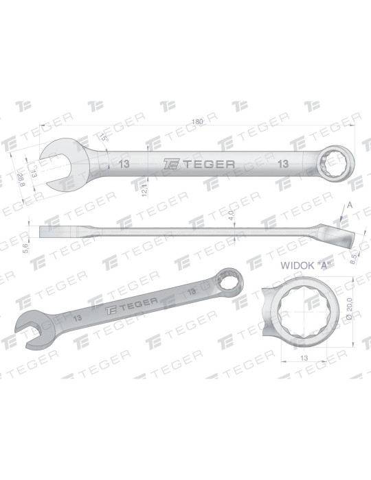 KLUCZ PŁASKO-OCZKOWY 13MM TEGER
Indeks T-W-NWKPO13
Klucz płasko-oczkowy 13 mm / TEGER
