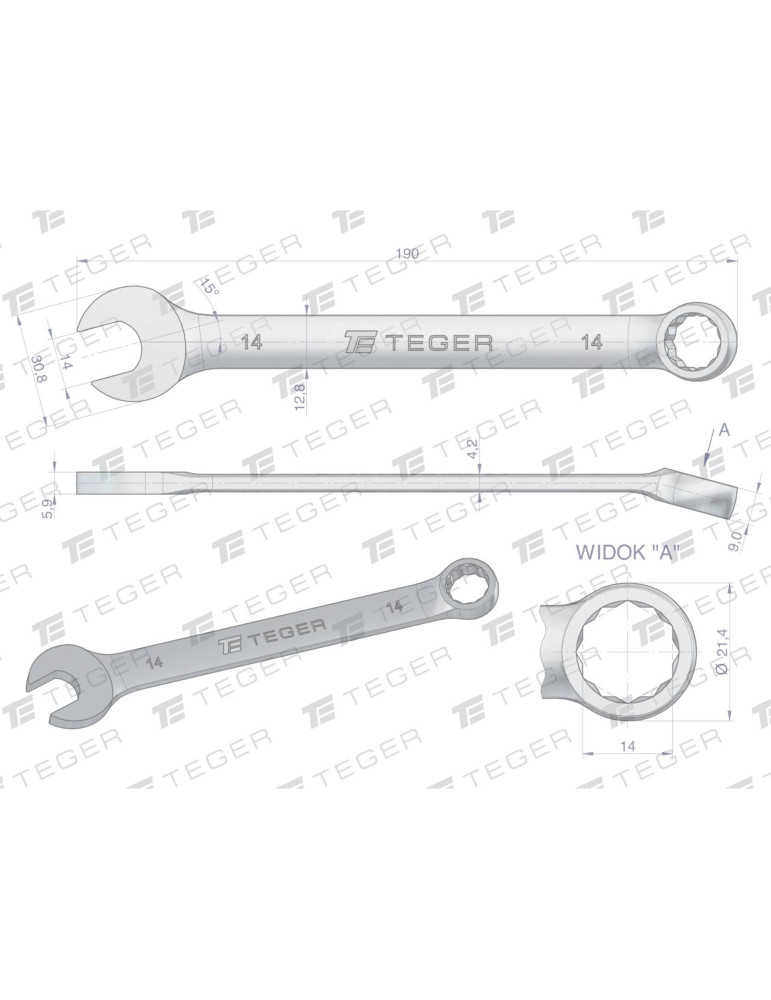 KLUCZ PŁASKO-OCZKOWY 14MM TEGER
Indeks T-W-NWKPO14
Klucz płasko-oczkowy 14 mm / TEGER
