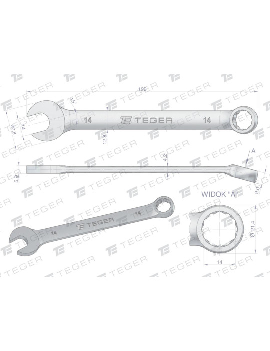 KLUCZ PŁASKO-OCZKOWY 14MM TEGER
Indeks T-W-NWKPO14
Klucz płasko-oczkowy 14 mm / TEGER

