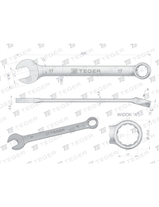 KLUCZ PŁASKO-OCZKOWY 17MM TEGER
Indeks T-W-NWKPO17
Klucz płasko-oczkowy 17 mm / TEGER
