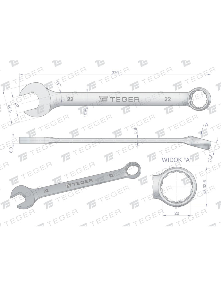 KLUCZ PŁASKO-OCZKOWY 22MM TEGER
Indeks T-W-NWKPO22
Klucz płasko-oczkowy 22 mm / TEGER
