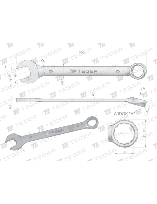 KLUCZ PŁASKO-OCZKOWY 25MM TEGER
Indeks T-W-NWKPO25
Klucz płasko-oczkowy 25 mm / TEGER
