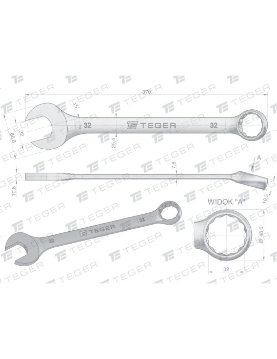 KLUCZ PŁASKO-OCZKOWY 32MM TEGER
Indeks T-W-NWKPO32
Klucz płasko-oczkowy 32 mm / TEGER
