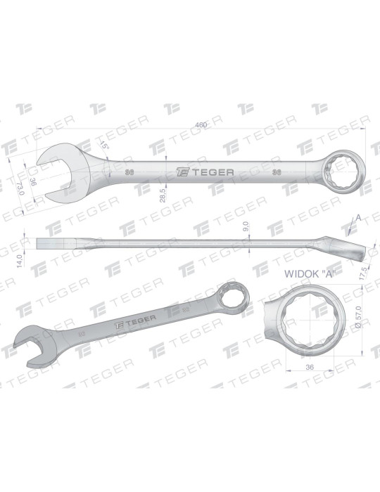 KLUCZ PŁASKO-OCZKOWY 36MM TEGER
Indeks T-W-NWKPO36
Klucz płasko-oczkowy 36 mm / TEGER
