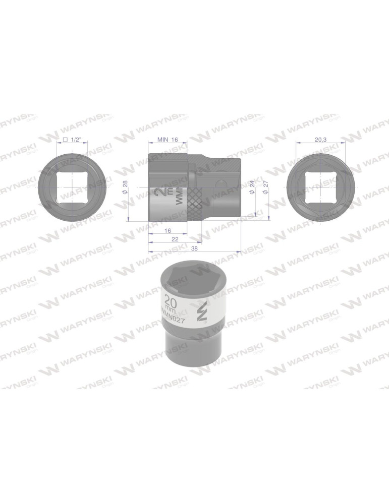 NASADKA SZEŚCIOKĄTNA 1/2"20MM Waryński
WMN027
