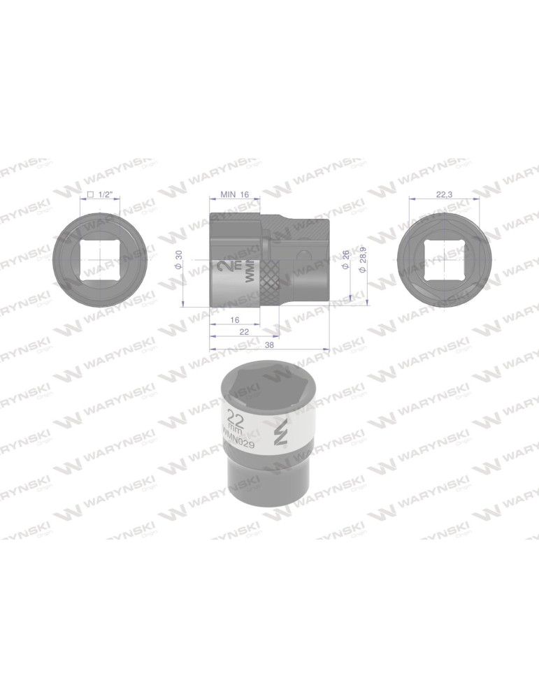 NASADKA SZEŚCIOKĄTNA 1/2"22MM Waryński
WMN029