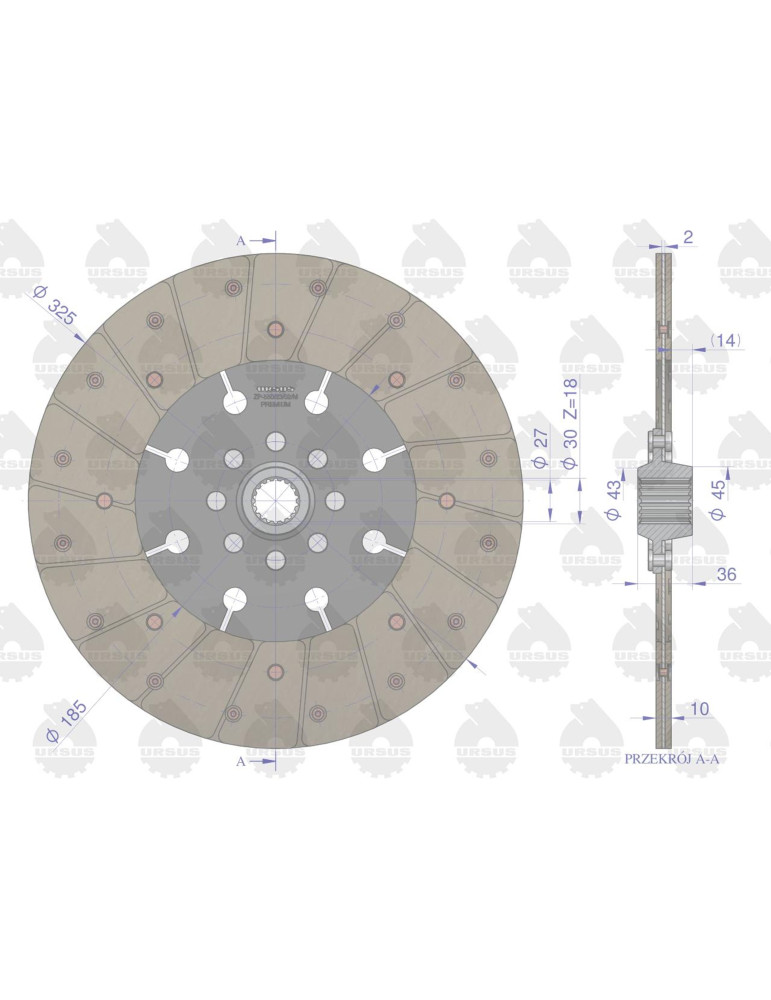 TARCZA SPRZĘGŁA 325MM 18F 80021020
 sprzęgła C 385  3-łapki chełmno
80021020PU