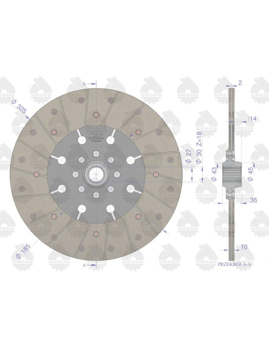 TARCZA SPRZĘGŁA 325MM 18F 80021020
 sprzęgła C 385  3-łapki chełmno
80021020PU