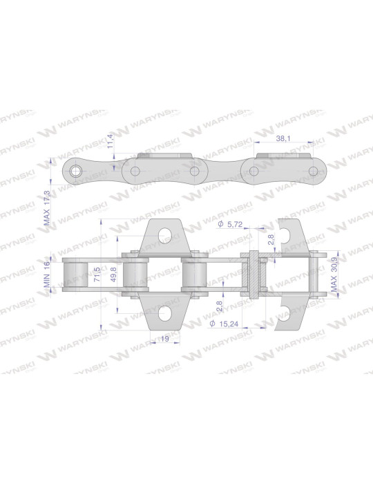 ŁAŃCUCH PODAJNIKA S51
Łańcuch podajnika S51 łapka K1 co 2 ogniwa 5m Waryński
Indeks W-LS51K1.02
