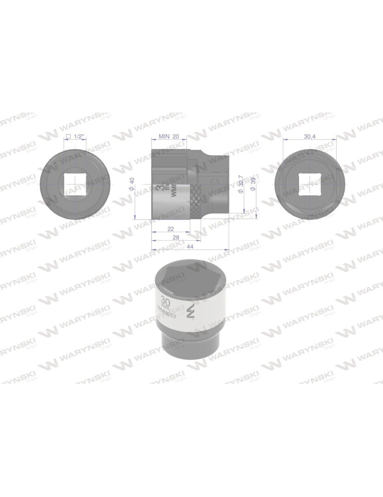 NASADKA SZEŚCIOKĄTNA 1/2"30MM Waryński
WMN033
