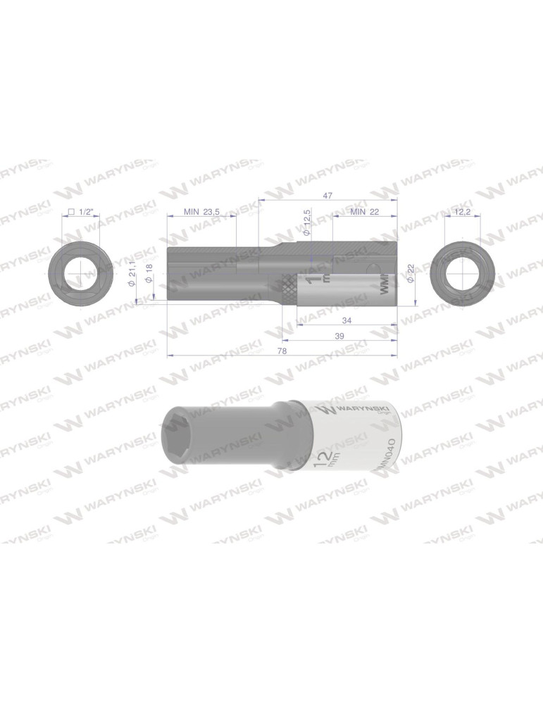NASADKA SZEŚCIOKĄTNA 1/2"12MM DŁUGA Waryński
WMN040